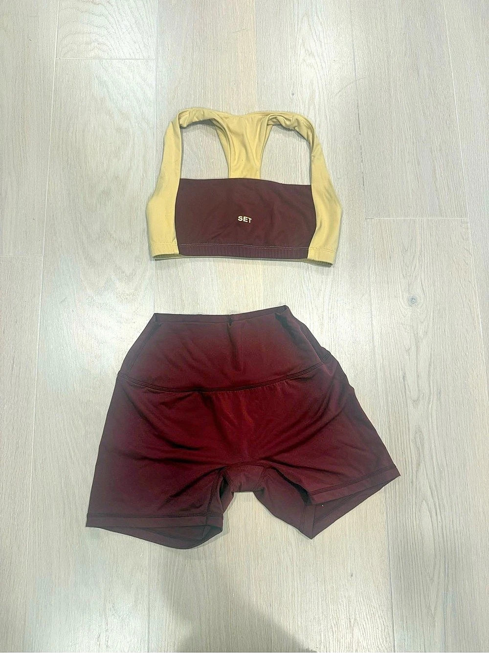 SET Active Two-Piece Athletic Set Burgundy & Yellow